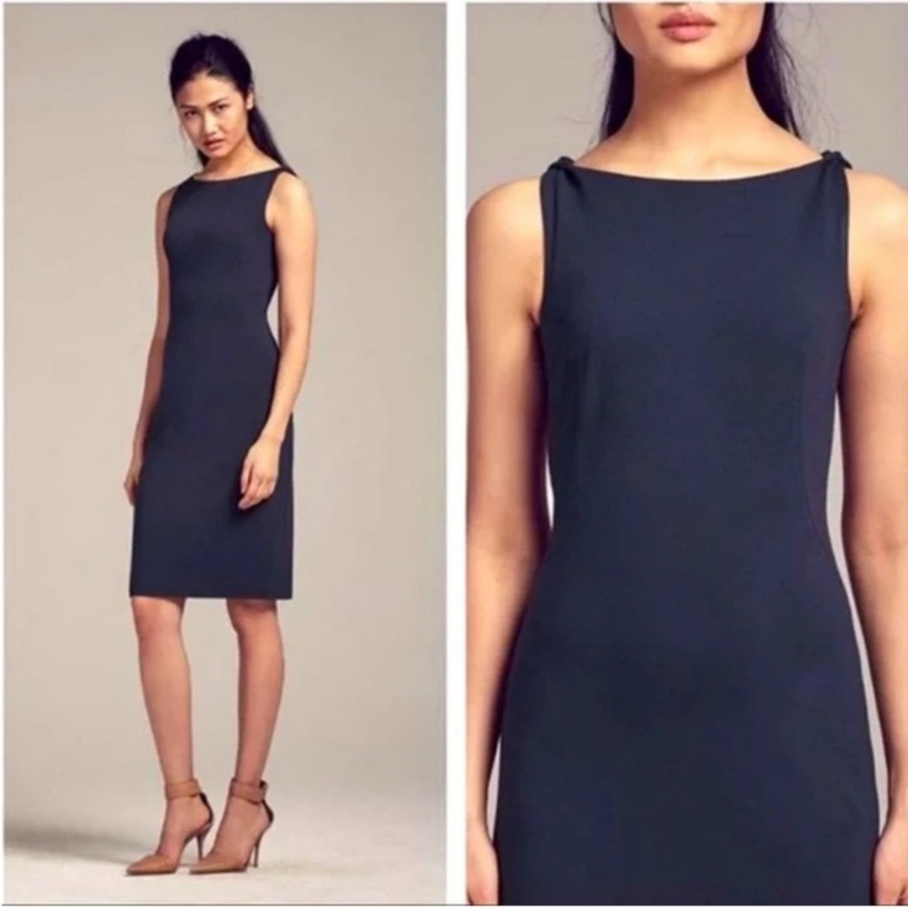 MM Lafleur Navy Sleeveless Sheath Dress